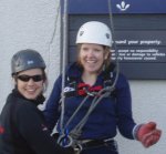 Made it! Caroline descended the 100 foot hotel to raise money for children in Zimbabwe