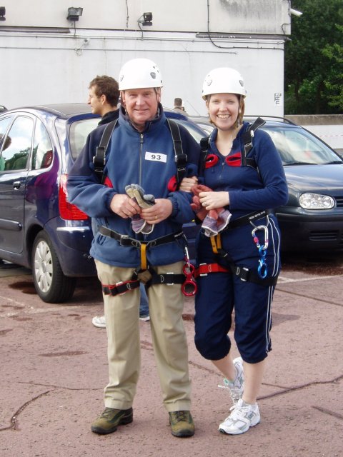 Geared up and ready to go. Abseiling for children in Africa makes money to change lives